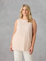 Live Unlimited Blush Pink Curve Lace Sleeveless Top - Image 1 of 4
