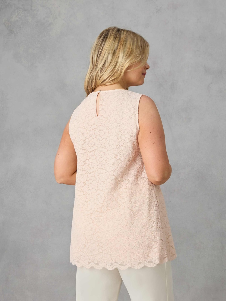 Live Unlimited Blush Pink Curve Lace Sleeveless Top - Image 4 of 4