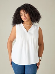 Live Unlimited White Curve Cotton Textured Stripe 100% Cotton Top - Image 3 of 6