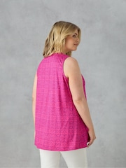 Live Unlimited Plum Purple Curve Geo Jersey Pleat Front Vest - Image 2 of 4