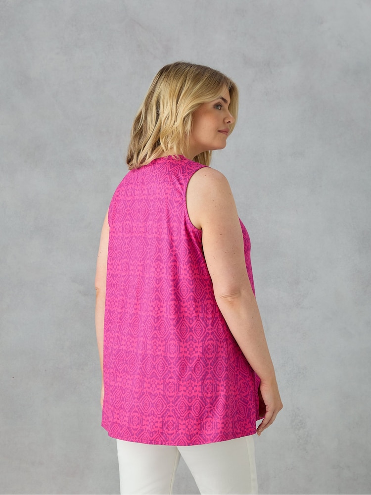 Live Unlimited Plum Purple Curve Geo Jersey Pleat Front Vest - Image 2 of 4