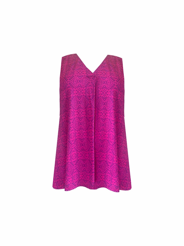 Live Unlimited Plum Purple Curve Geo Jersey Pleat Front Vest - Image 4 of 4