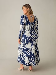 Live Unlimited Blue Curve Floral Scoop Back Bias Maxi Dress - Image 4 of 4