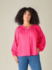 Live Unlimited Pink Curve Chambray Blouse - Image 3 of 5