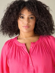 Live Unlimited Pink Curve Chambray Blouse - Image 4 of 5