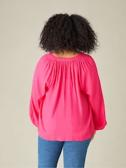 Live Unlimited Pink Curve Chambray Blouse - Image 5 of 5