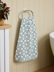 Sage Green Tile Geo 100% Cotton Towel - Image 2 of 5
