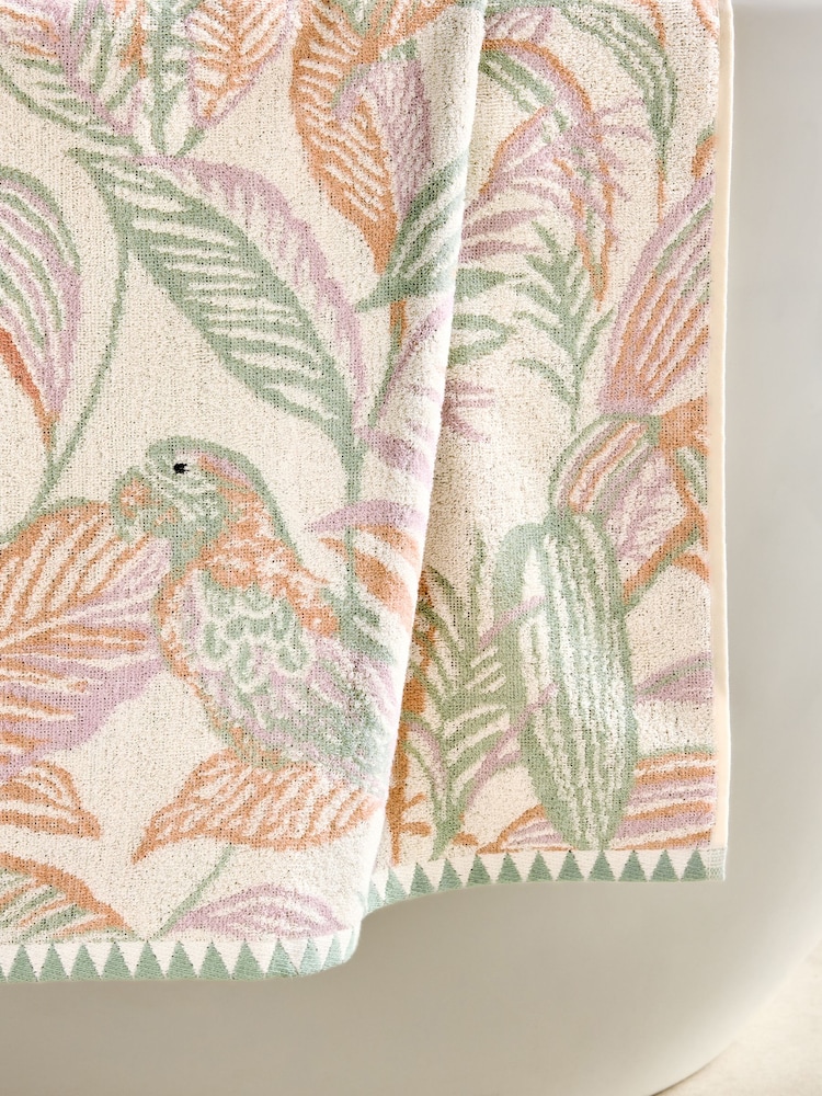 Papegaai met palmbladerprint 100% katoenen handdoek - Image 4 of 6