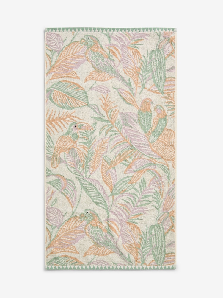 Papegaai met palmbladerprint 100% katoenen handdoek - Image 5 of 6