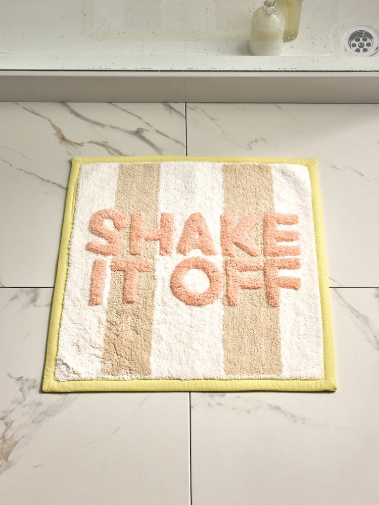 Pink Shake It Off 100% Cotton Shower Mat - Image 1 of 3 Pink Shake It Off 100% Cotton Shower Mat - Image 1 of 3