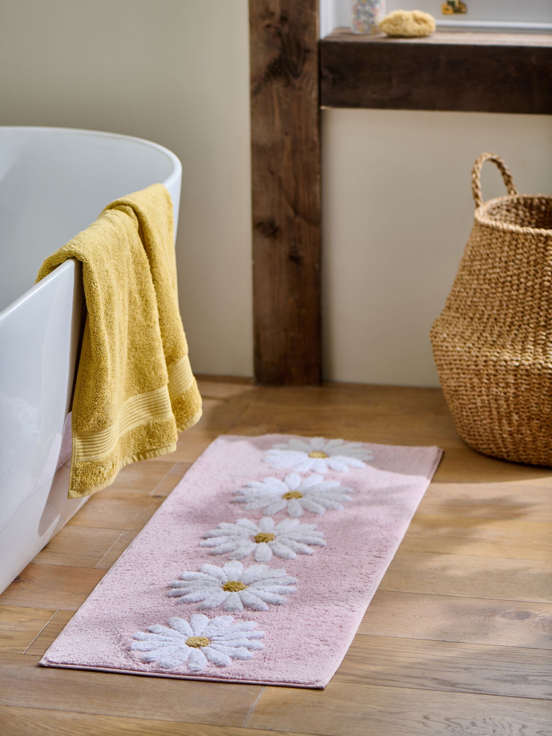 Buy Pink Daisy 100% Cotton Runner Bath Mat from Next United Arab Emirates