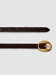 Reiss Leona Pony Hair-Effect Oval-Buckle Slim Belt - Imagen 3 de 5