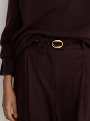 Reiss Leona Pony Hair-Effect Oval-Buckle Slim Belt - Imagen 4 de 5