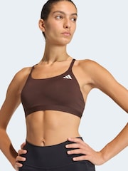 adidas Brown Optime Essentials Workout Light Support Bra - Image 4 of 5