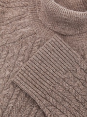 Neutrale Farbe - Reiss Brielle Wool-Cashmere Cable-Knit Roll-Neck Jumper - Bild 7 von 7