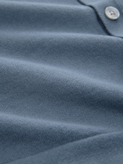 Slate Blue Regular Fit Cotton Rich Short Sleeve Knitted Shirt with Cuban Collar - Image 7 of 7