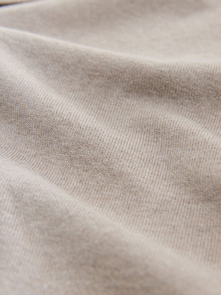 Neutral Marl Regular Fit Cotton Rich Short Sleeve Knitted Shirt with Cuban Collar - Image 8 of 8