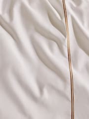 N. Premium Ivory with Toffee Box Baretta Collection Luxe 600 Thread Count 100% Cotton Sateen Luxury Duvet Cover And Pillowcase Set - Image 4 of 6