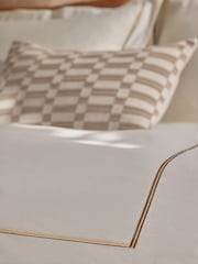 N. Premium Ivory with Toffee Box Baretta Collection Luxe 600 Thread Count 100% Cotton Sateen Luxury Duvet Cover And Pillowcase Set - Image 5 of 6