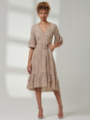 Jolie Moi Brown Tiered Detail Smock Dress - Image 1 of 6