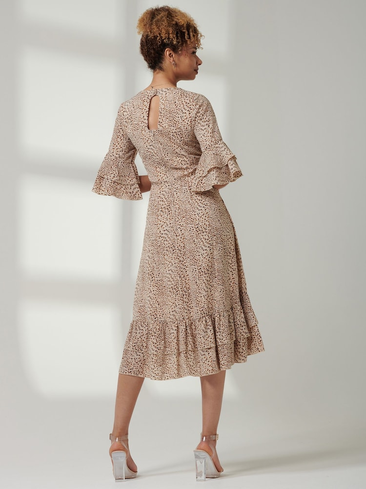 Jolie Moi Brown Tiered Detail Smock Dress - Image 2 of 6