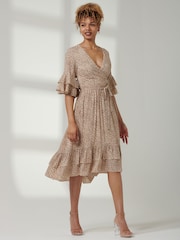 Jolie Moi Brown Tiered Detail Smock Dress - Image 5 of 6