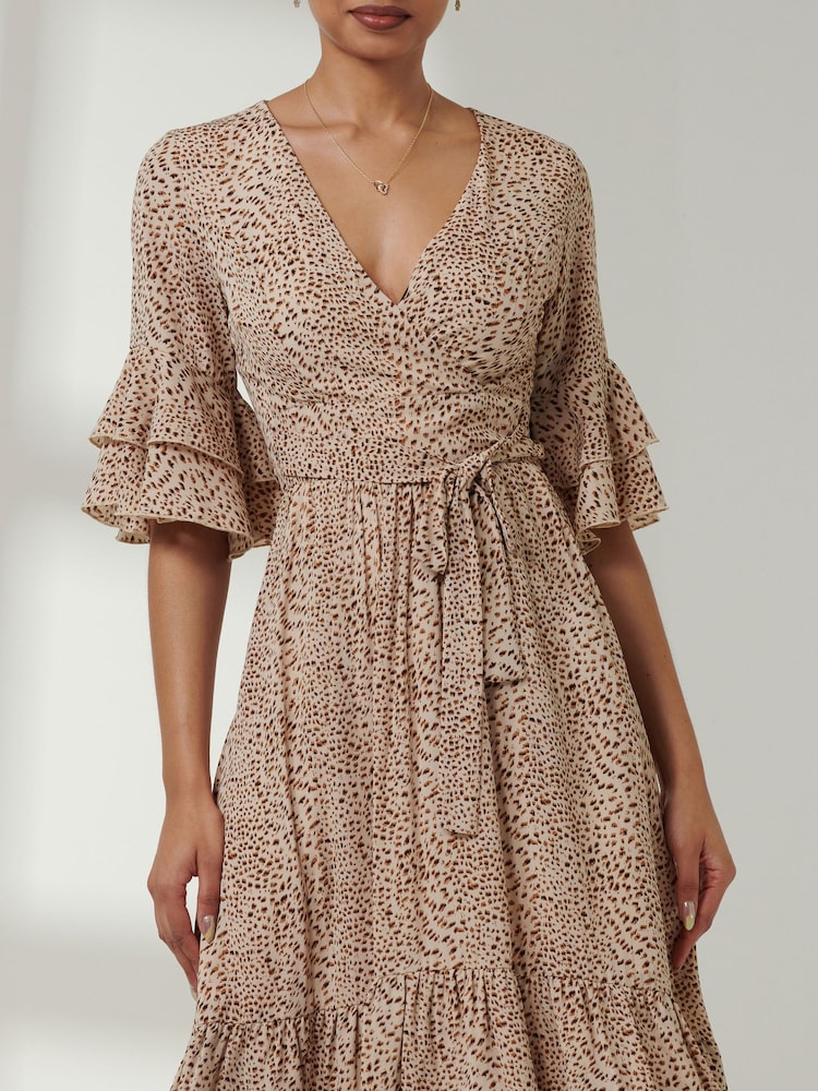 Jolie Moi Brown Tiered Detail Smock Dress - Image 6 of 6