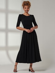 Jolie Moi Black Parker 3/4 Sleeve Maxi Dress - Image 1 of 6