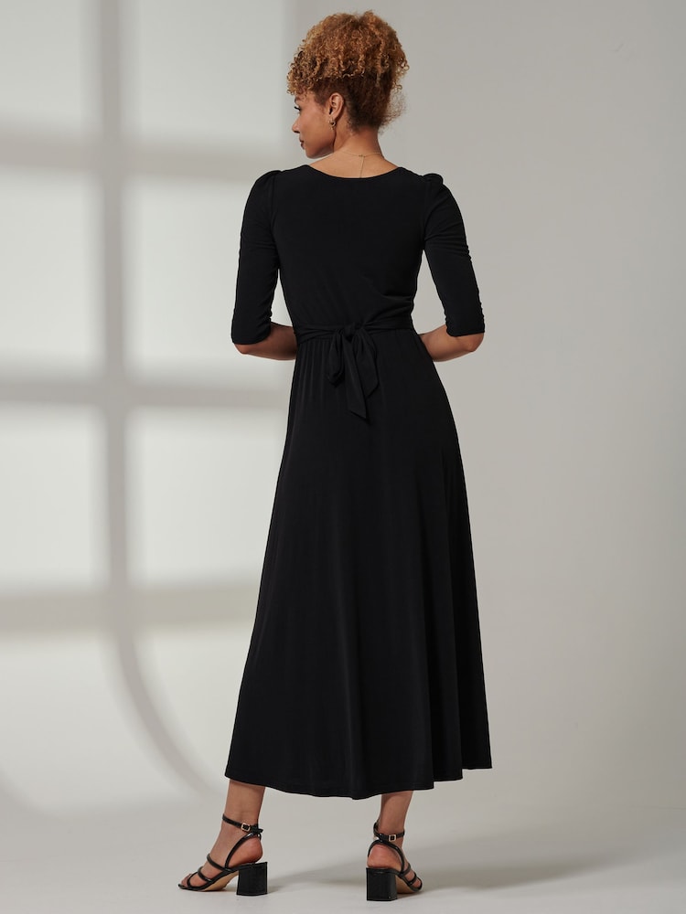 Jolie Moi Black Parker 3/4 Sleeve Maxi Dress - Image 2 of 6