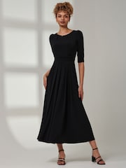 Jolie Moi Black Parker 3/4 Sleeve Maxi Dress - Image 4 of 6