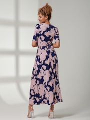 Jolie Moi Mid Blue Kenzie Half Sleeve Jersey Maxi Dress - Image 2 of 6