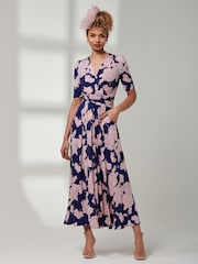 Jolie Moi Mid Blue Kenzie Half Sleeve Jersey Maxi Dress - Image 4 of 6