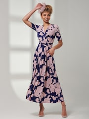 Jolie Moi Mid Blue Kenzie Half Sleeve Jersey Maxi Dress - Image 5 of 6