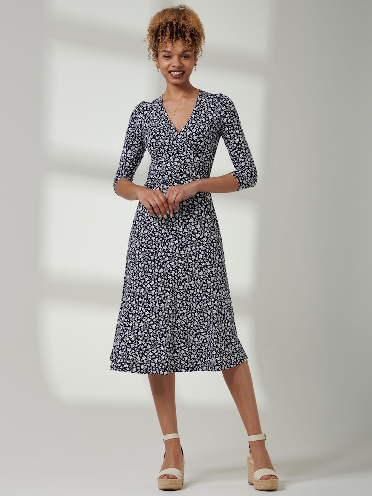 Jolie Moi Blue 3/4 Sleeve Jersey Midi Dress - Image 6 of 6 Jolie Moi Blue 3/4 Sleeve Jersey Midi Dress - Image 6 of 6
