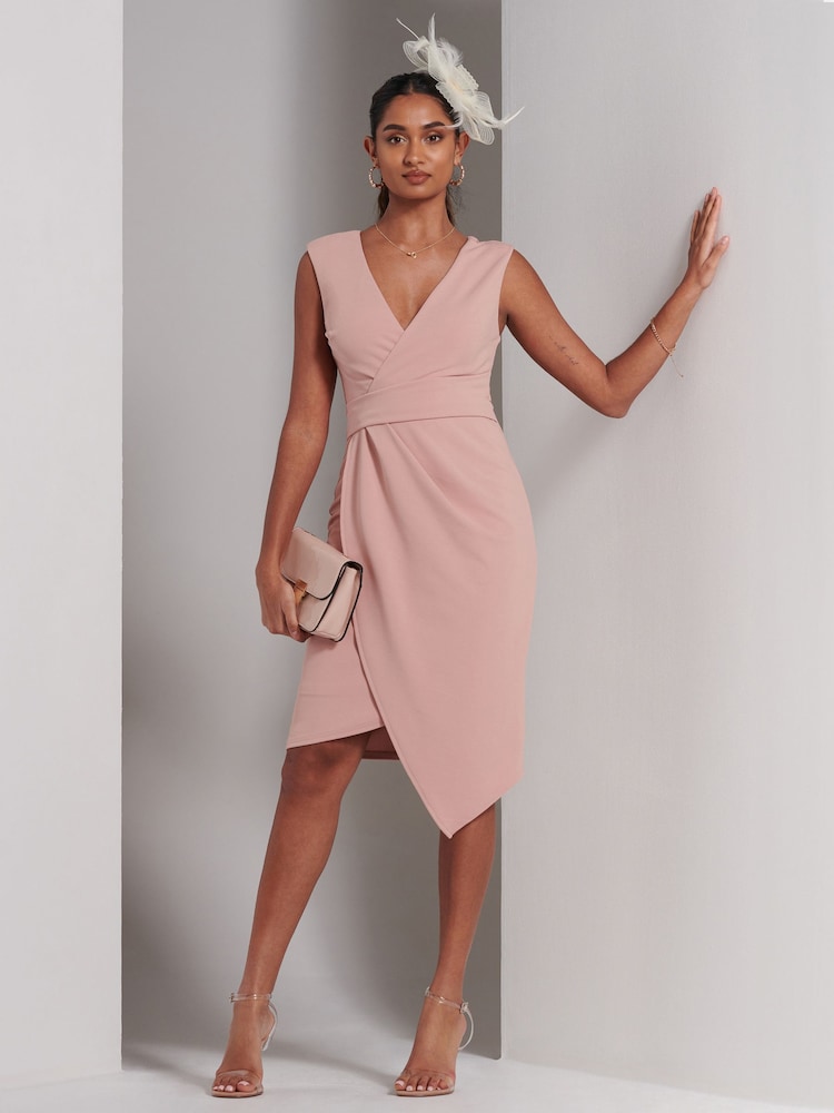 Pink - Jolie Moi Kiana Gerafftes Bodycon-Kleid mit Wickeldesign - Bild 1 von 6