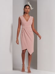 Pink - Jolie Moi Kiana Gerafftes Bodycon-Kleid mit Wickeldesign - Bild 5 von 6