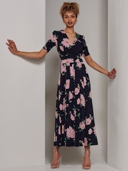 Jolie Moi Blue Kenzie Half Sleeve Jersey Maxi Dress - Image 1 of 6