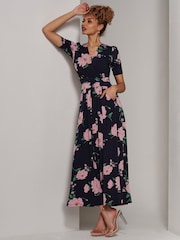 Jolie Moi Blue Kenzie Half Sleeve Jersey Maxi Dress - Image 5 of 6
