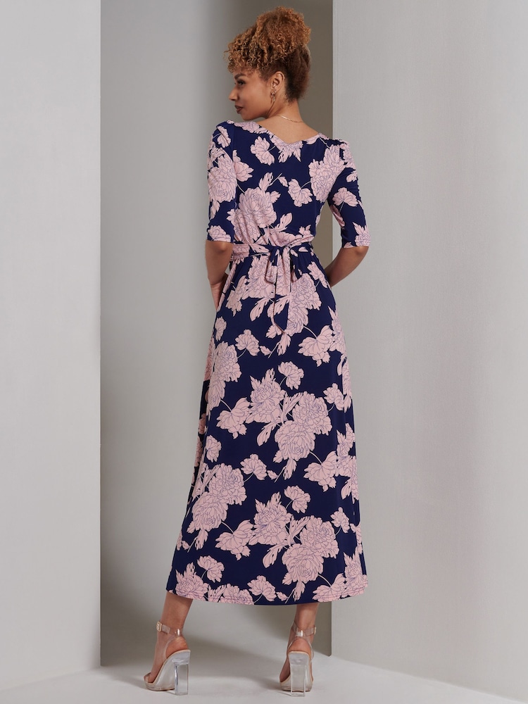 Jolie Moi Blue Parker 3/4 Sleeve Maxi Dress - Image 2 of 6