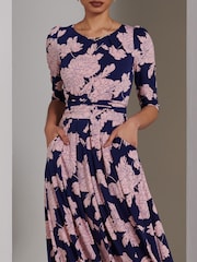 Jolie Moi Blue Parker 3/4 Sleeve Maxi Dress - Image 3 of 6