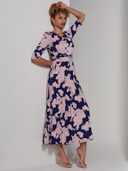 Jolie Moi Blue Parker 3/4 Sleeve Maxi Dress - Image 5 of 6