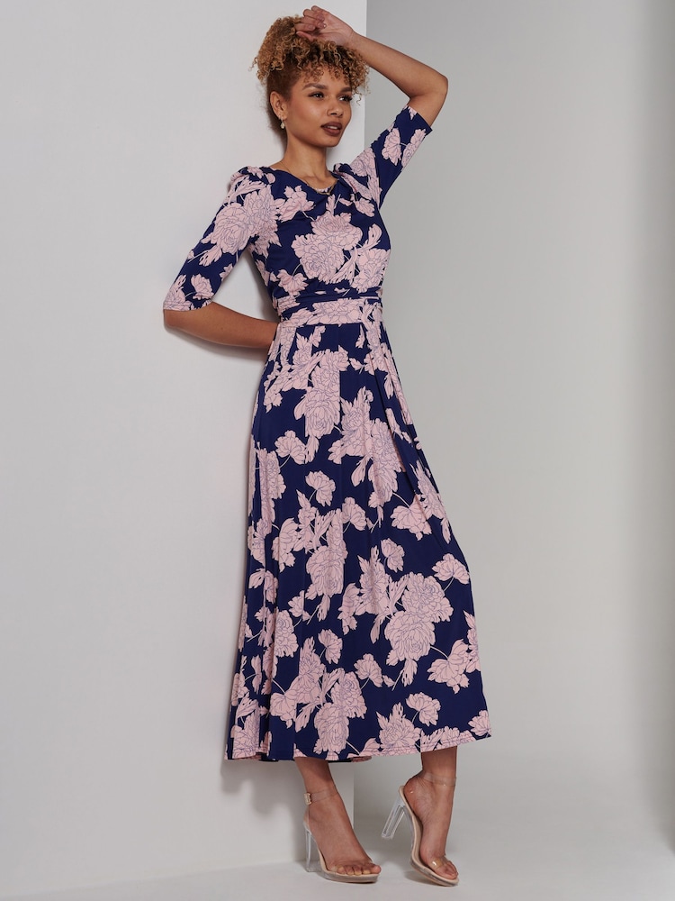 Jolie Moi Blue Parker 3/4 Sleeve Maxi Dress - Image 5 of 6