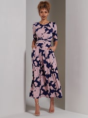 Jolie Moi Blue Parker 3/4 Sleeve Maxi Dress - Image 6 of 6