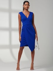 Blau - Jolie Moi Kiana Gerafftes Bodycon-Kleid mit Wickeldesign - Bild 1 von 6