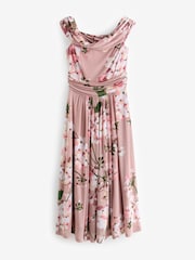Jolie Moi Pink Bardot Neckline Mesh Midi Dress - Image 7 of 7