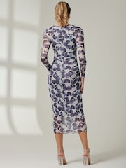 Jolie Moi Black Mabyn Mesh Long Sleeve Midaxi Dress - Image 2 of 6