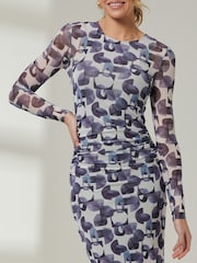 Jolie Moi Black Mabyn Mesh Long Sleeve Midaxi Dress - Image 3 of 6