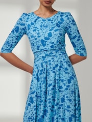 Jolie Moi Mid Blue Goldie 3/4 Sleeve Jersey Maxi Dress - Image 3 of 6