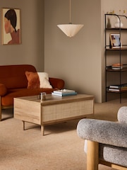 MADE.COM Oak Effect Pavia Rattan Coffee Table to Desk - Image 1 of 3