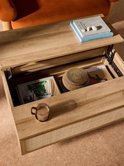 MADE.COM Oak Effect Pavia Rattan Coffee Table to Desk - Image 2 of 3